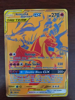 2021 Pokemon Tag Team Holo Card - Reshiram & Charizard GX - Image 1