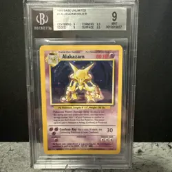 1999 Pokemon Alakazam 001/130 Base Set Unlimited Holo BGS 9 - Image 1