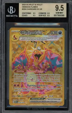 BGS 9.5 TRUE GEM Charizard ex 228/197 Obsidian Flames Gold Hyper Rare Pokemon - Image 1