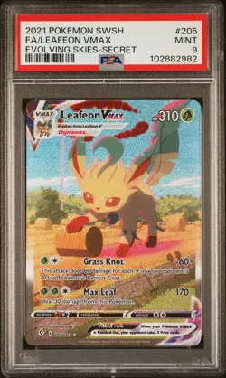 2021 POKEMON SWORD & SHIELD EVOLVING SKIES SECRET FULL ART/LEAFEON VMAX PSA 9 - Image 1