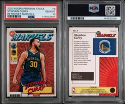 2023 PANINI HOOPS PREMIUM STOCK RETRO NET MARVELS #8 STEPHEN CURRY PSA 10 - Image 3