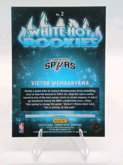 2023-24 Donruss Optic White Hot Rookies Victor Wembanyama Refractor Holo Prizm - Image 2