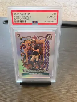 2025 Panini Donruss Downtown! Tyler Shough Saints #19 Rookie PSA 10 - Image 1