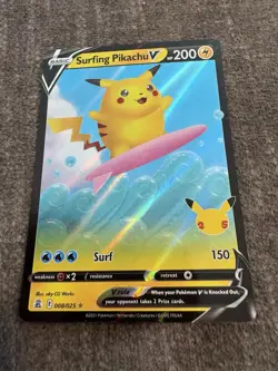 Surfing Pikachu Vmax 008/025 Celebrations 2021 Ultra Rare Full Art Holo Mint - Image 2