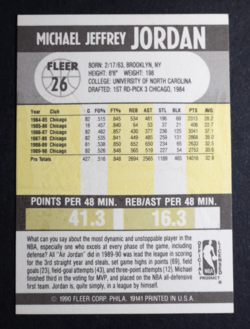 1990-91 FLEER #26 MICHAEL JORDAN *M14* CHICAGO BULLS HAS BLACK LINE *VGEXC* - Image 3