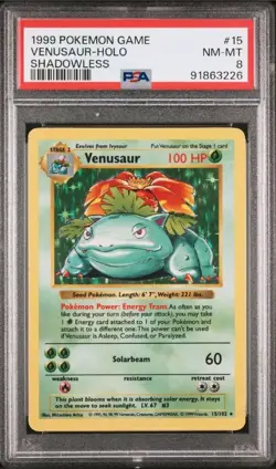 1999 Pokemon Game - VENUSAUR HOLO (SHADOWLESS) - PSA 8 (Near Mint/Mint) - Image 1