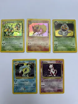WOTC Vintage Pokemon TCG 5-Card Lot Holo/Regular English 1999 Mewtwo - Image 1