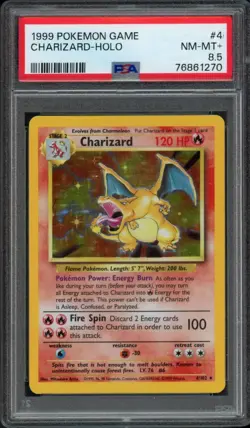 1999 Pokemon Base Set Charizard 4/102 Holo PSA 8.5 NM-MT+ - Image 1