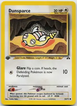 Dunsparce 54/75 Common Neo Discovery Pokemon 1st Edition Lightly Played - Image 1