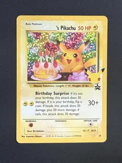 Pokemon Birthday Pikachu #24 Holo Card Celebrations Classic Collection - Image 1