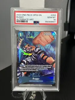 Buggy OP02-058 Paramount War Alternate Art Foil PSA 10 Eng One Piece Card - Image 1