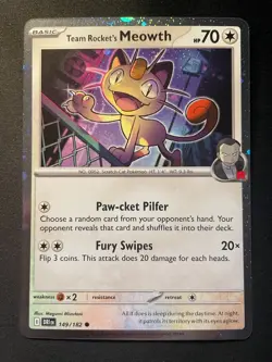 149/182 Team Rocket's Meowth : Cosmo Promo Holo Card : Pokemon TCG - Image 1