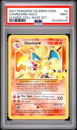POKEMON CHARIZARD HOLO 4 SWSH CELEBRATIONS CLASSIC COLLECTION FA 2021 PSA 9 - Image 1