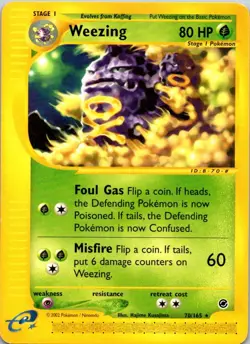 Weezing 70/165 Rare Expedition Base Set Pokemon Lightly Played - Image 1