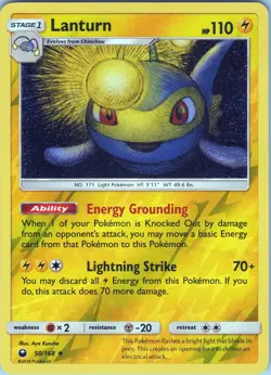 Lanturn 50/168 Uncommon - Pokemon TCG SM: Celestial Storm - Reverse Holo (LP) - Image 1