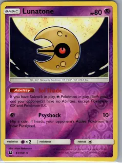 Lunatone 61/168 Reverse Holo - SM - Celestial Storm - Pokemon Card - LP - Image 1