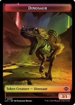 Magic The Gathering MTG TREASURE // DINOSAUR TOKEN FOIL Jurassic World NM - Image 2