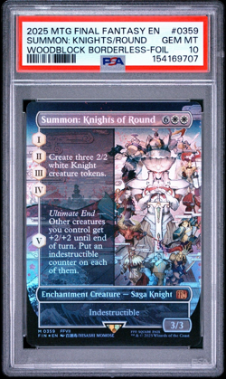 2025 Mtg Final Fantasy Woodblock Borderless-Foil Summon: Knights Of Round PSA 10 - Image 1