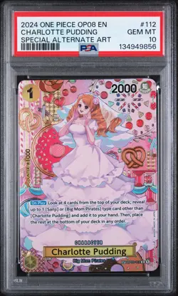 2024 ONE PIECE OP08-TWO LEGENDS SPECIAL ALTERNATE ART CHARLOTTE PUDDING PSA 10 - Image 1