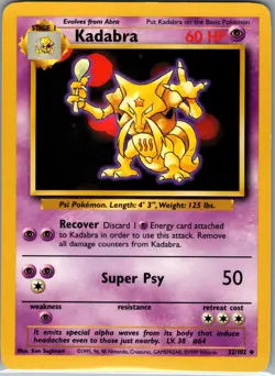 Kadabra 32/102 Non Holo Base Set - Pokemon Card - MP - Image 1