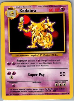 Kadabra 32/102 Non Holo Base Set - Pokemon Card - LP - Image 1