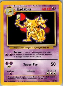 Kadabra 32/102 Non Holo Base Set - Pokemon Card - NM - Image 1