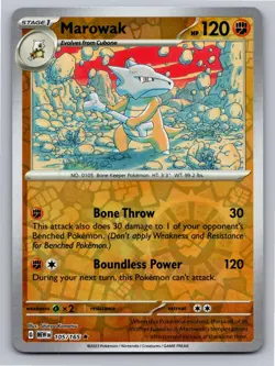 Marowak 105/165 Rare 151 Pokemon Reverse Holo Near Mint - Image 1