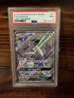 2018 POKEMON SUN & MOON LOST THUNDER #207 FULL ART/LUGIA GX PSA 9 - Image 1