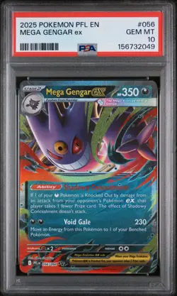 2025 POKEMON PFL EN-PHANTASMAL FLAMES MEGA GENGAR ex #056 PSA 10 - Image 1