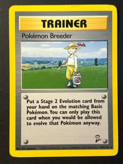 Pokemon Breeder 105/130 Trainer Rare Base Set 2 - Pokemon Card WOTC LP - Image 1