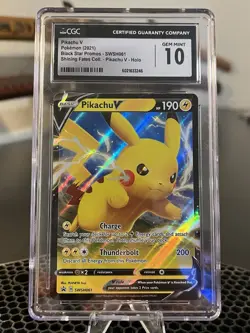 Pokemon SWSH061 Pikachu v Black Star Promos Holo Card Gem Mint - Image 1