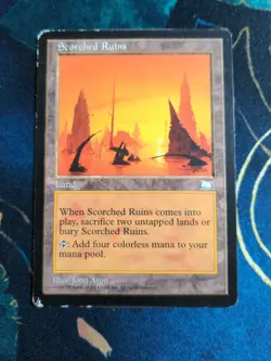 MTG Scorched Ruins DAMAGED Weatherlight Magic the Gathering - Image 1