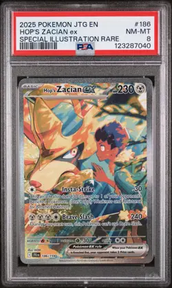 Pokemon Journey Together 2025 Special Illustration Rare Hops Zacian EX PSA 8 - Image 1