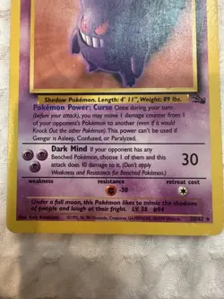 Gengar 20/62 Fossil Set Non-Holo Rare Pokemon Card 1999 - Image 2