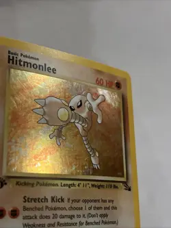 Hitmonlee 7/62 Fossil 1st Edition LP-MP Holo Rare Vintage 1999 WOTC Pokemon Card - Image 3