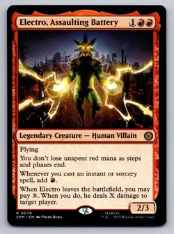 Electro, Assaulting Battery 76 Rare Marvel's Spider-Man MTG NM - Image 1