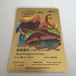 Venusaur Charizard Blastoise Vmax Gold Foil Card 143/203 Fan Art Pokemon - Image 1