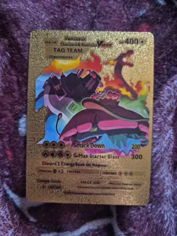 Venusaur Charizard Blastoise Vmax Gold Foil Card 143/203 Fan Art Pokemon - Image 1