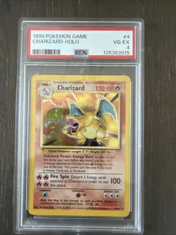 1999 Pokemon Base Set Unlimited #4 Charizard-Holo VG-EX PSA 4 - Image 3