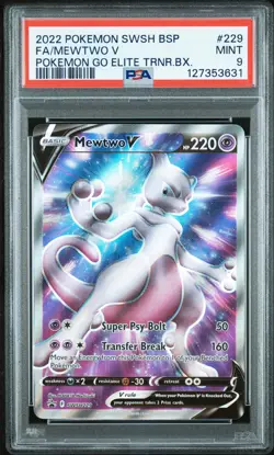 2022 POKEMON SWSH BLACK STAR PROMO #229 FULL ART/MEWTWO V PSA 9 - Image 1