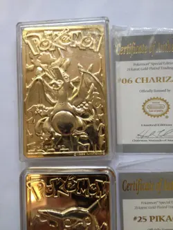 Pokemon Charizard & Pikachu 23K Gold Plated Trading Cards offered by Burger King - Image 4