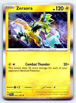 Pokemon Zeraora SV07: Stellar Crown SCR Holo 055/142 NM - Image 1