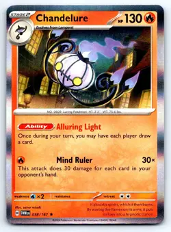 Pokemon Chandelure SV06: Twilight Masquerade TWM Holo 038/167 NM - Image 1
