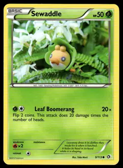 POKEMON SEWADDLE (9) LEGENDARY TREASURES 9/113 C NM/M Yuka Morii - Image 1