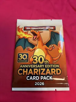 Pokemon Trading Card Game 30 Anniversary Edition Charizard Card Pack Promo Item - Image 1