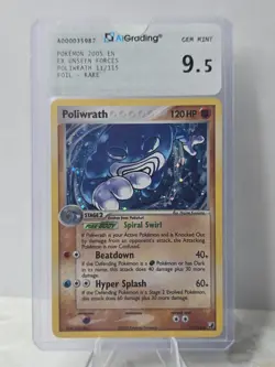 Pokemon Poliwrath EX Unseen Forces Holo Rare #11 aigrading 9.5 Gem Mint 2005 - Image 1