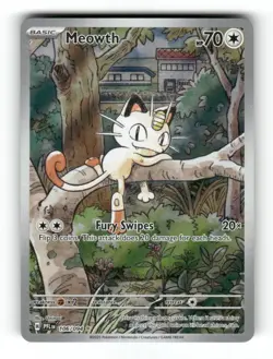 Meowth 106/094 Illustration Rare Phantasmal Flames Pokemon Holo Near Mint - Image 1