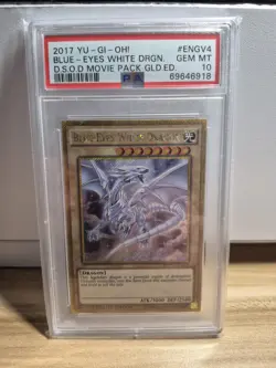 2017 YU-GI-OH! THE DARK SIDE OF DIMENSIONS #ENGV4 BLUE-EYES WHITE DRAGON PSA 10 - Image 1