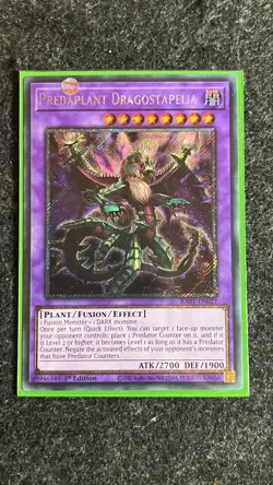 YUGIOH Platinum Secret Rare Predaplant Dragostapelia RA01-EN027 1st Edition NM - Image 1