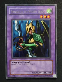 Yugioh Dragoness the Wicked Knight LOB-086 Legend of Blue Eyes Unlimited LP - Image 1